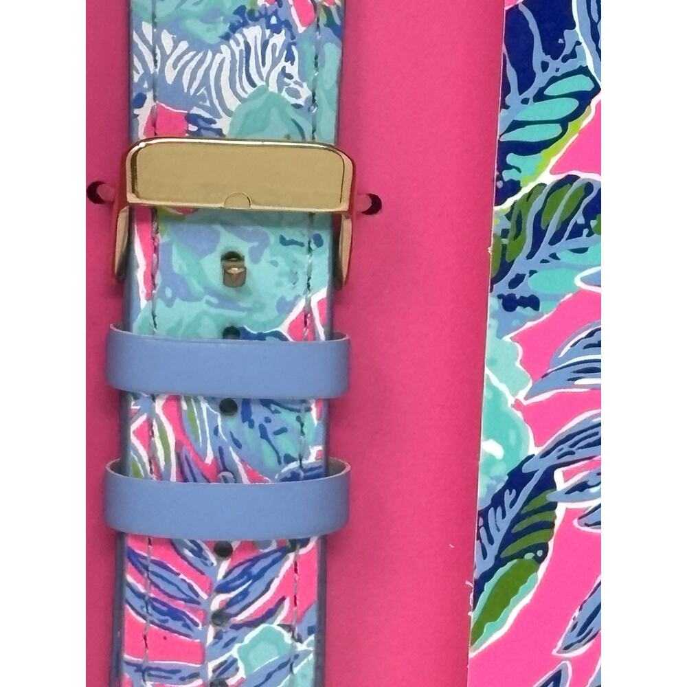 Lilly Pulitzer Pink Blue Leather Apple Watch Band 38,40mm Lil Earned Stripes NIB - Picture 9 of 12